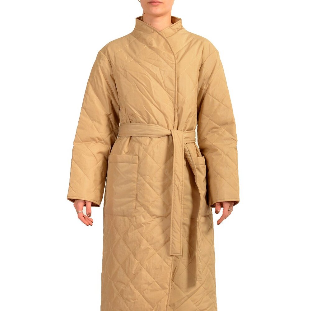 Hugo Boss Women's "Palotta" Beige Belted Insulated Coat US 6 IT 42
